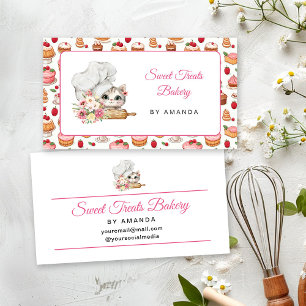 Chef Kitten Bakery Rosa Visitkort