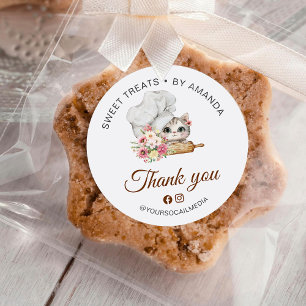Chef Kitten Bakery Tack Runt Klistermärke