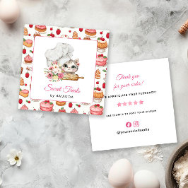 Chef Kitten Bakery Thank you Fyrkantigt Visitkort