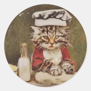 Chef Kitten Skapar Bread Runt Klistermärke