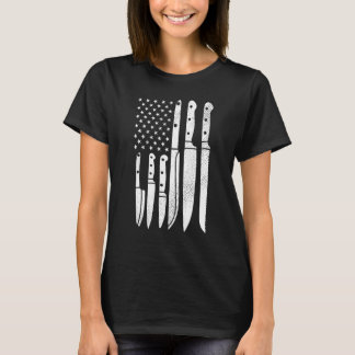Chef Knivar Cooking Utensil Cook Cooking Us Flagga T Shirt