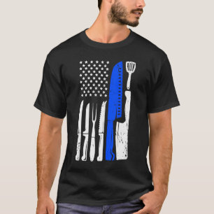 Chef Knivar Flagga USA Patriotic Cook Flagga T Shirt