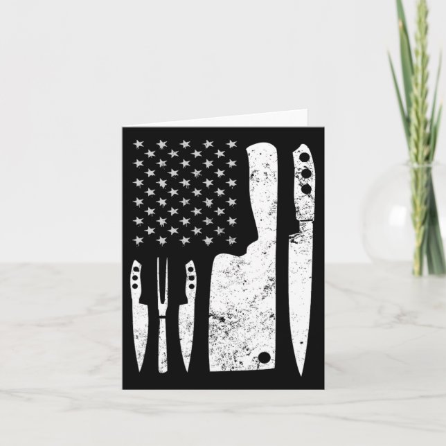 Chef Knivar Patriotic Påsk USA Flagga Kort (Framsida)