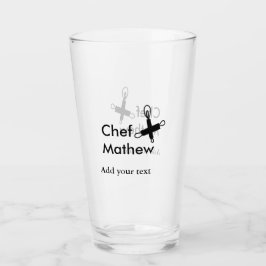 Chef kock tillsätt namn text manar köksbakverk glaskopp