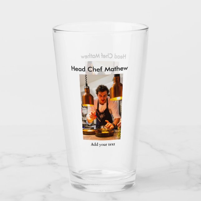 Chef kock tillsätt namn text manar köksbakverk glaskopp (Framsida)