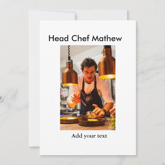 Chef kock tillsätt namn text manar köksbakverk inbjudningar (Framsida)