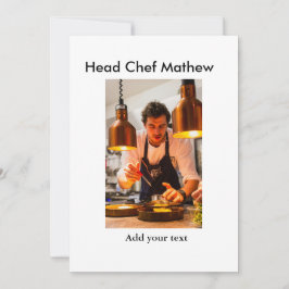 Chef kock tillsätt namn text manar köksbakverk inbjudningar