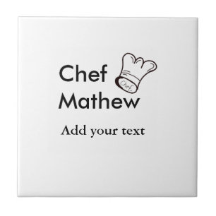 Chef kock tillsätt namn text manar köksbakverk kakelplatta