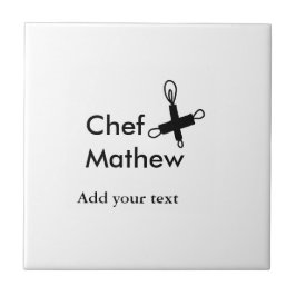 Chef kock tillsätt namn text manar köksbakverk kakelplatta