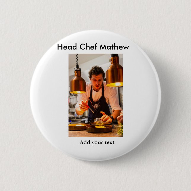 Chef kock tillsätt namn text manar köksbakverk knapp (Framsida)