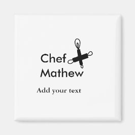 Chef kock tillsätt namn text manar köksbakverk magnet