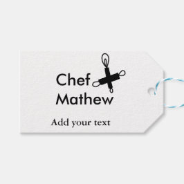 Chef kock tillsätt namn text manar köksbakverk presentetikett