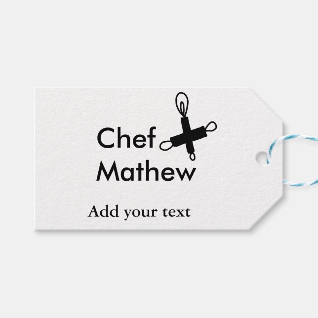 Chef kock tillsätt namn text manar köksbakverk presentetikett (Framsidan (Horisontell))