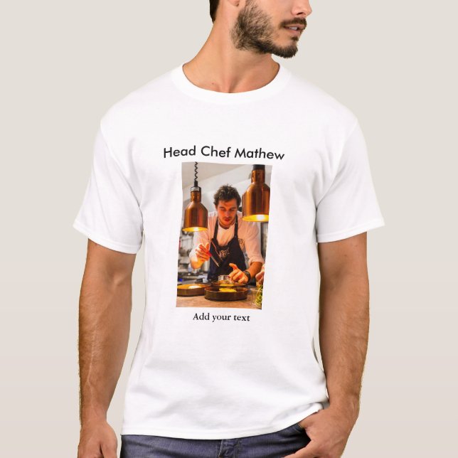Chef kock tillsätt namn text manar köksbakverk t shirt (Framsida)