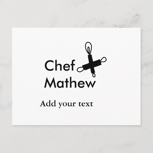 Chef kock tillsätt namn text manar köksbakverk vykort (Framsida)