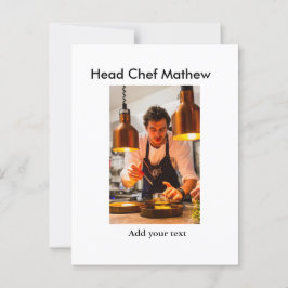 Chef kock tillsätt namn text manar köksbakverk vykort