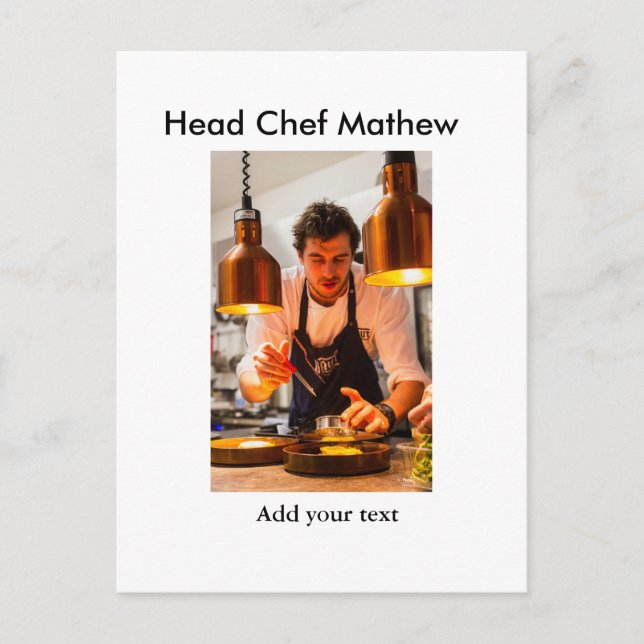 Chef kock tillsätt namn text manar köksbakverk vykort (Framsida)