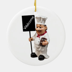 Chef-kock - WELCOME-menykort Julgransprydnad Keramik