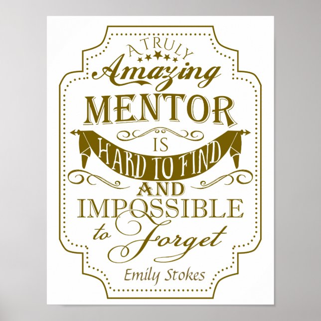 Chef konsttryck chef dam mentor guld anpassningsba poster (Framsidan)