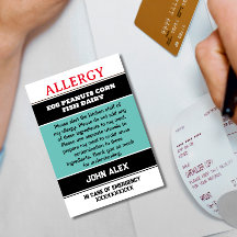 Chef-kort för anpassningsbar Allergy Alert