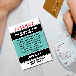 Chef-kort för anpassningsbar Allergy Alert Tack Kort