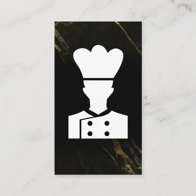 Chef Logo | Svart Marmor Visitkort (Framsida)