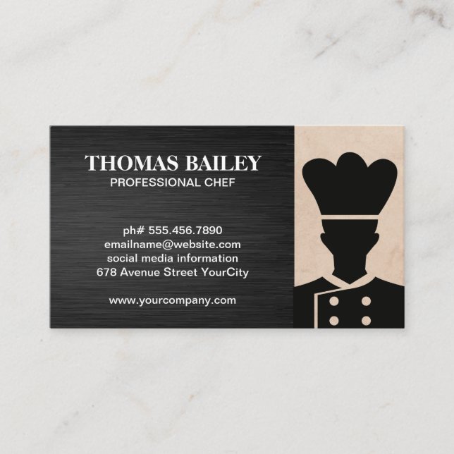 Chef-Logotyp | Affärskortet Restaurangägare Visitkort (Framsida)