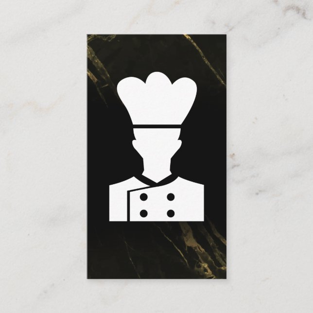 Chef-Logotyp | Black Marble Visitkort (Framsida)