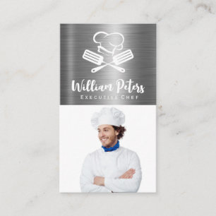 Chef Logotyp för odling Bakgrund för Metall Visitkort