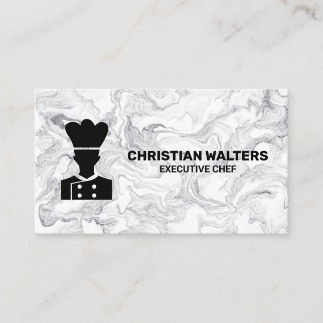 Chef-Logotyp | Marble Background Visitkort (Framsida)