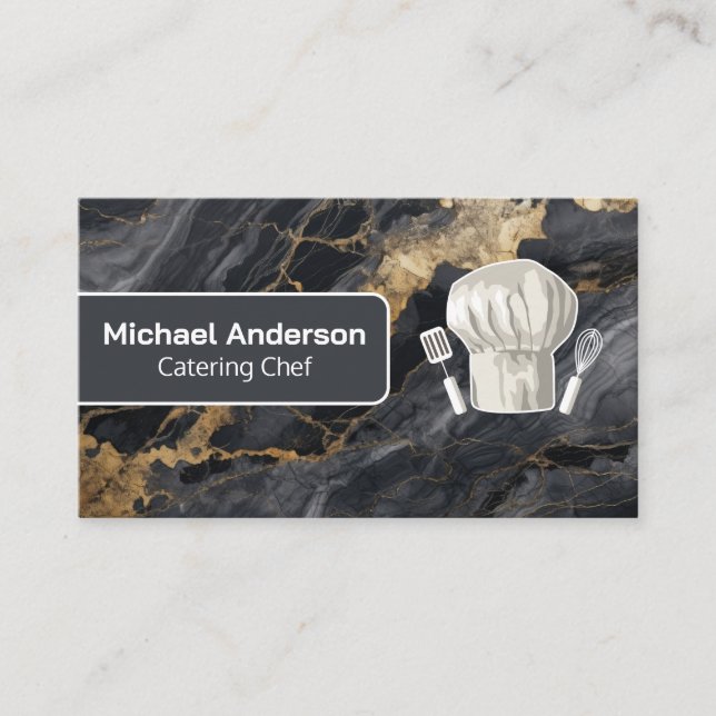 Chef-Logotyp | Marble | CATERING Visitkort (Framsida)