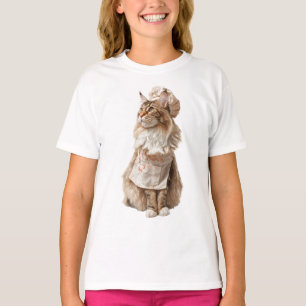 Chef Maine Coon Katt Bagare Barn T Shirt