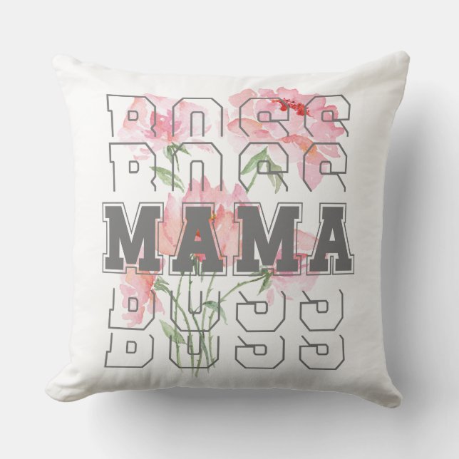 Chef MAMMA l Lycklig mors dag l Vattenfärgsfärg bl Kudde (Framsida)