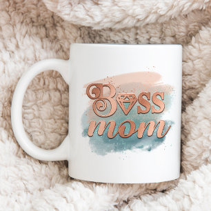Chef Mamma Trendig Copper Teal Watercolor Typograp Kaffemugg