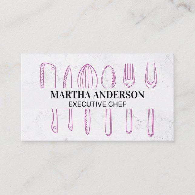 Chef | Marble | Kitchenware Visitkort (Framsida)