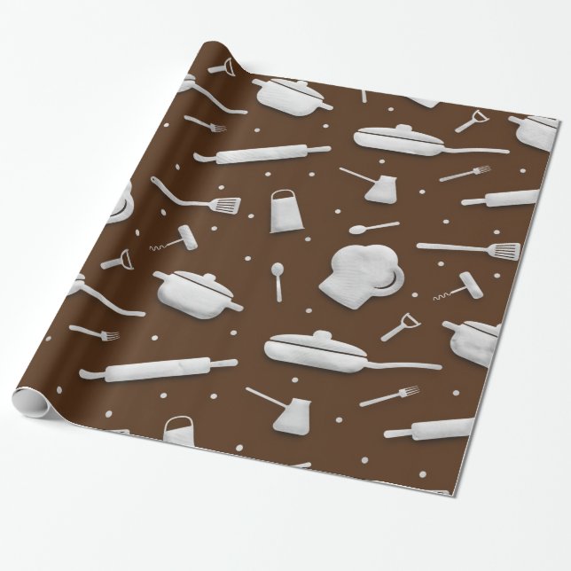 Chef Master Restaurang Kitchen Cooking Fork Brown Presentpapper (Utrullad)