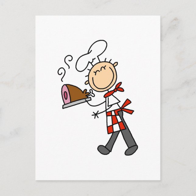 Chef med bakade ham-skjortor och presenter vykort (Framsida)