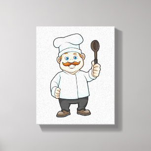 Chef med Chefs hatt och Soppa-sked Canvastryck
