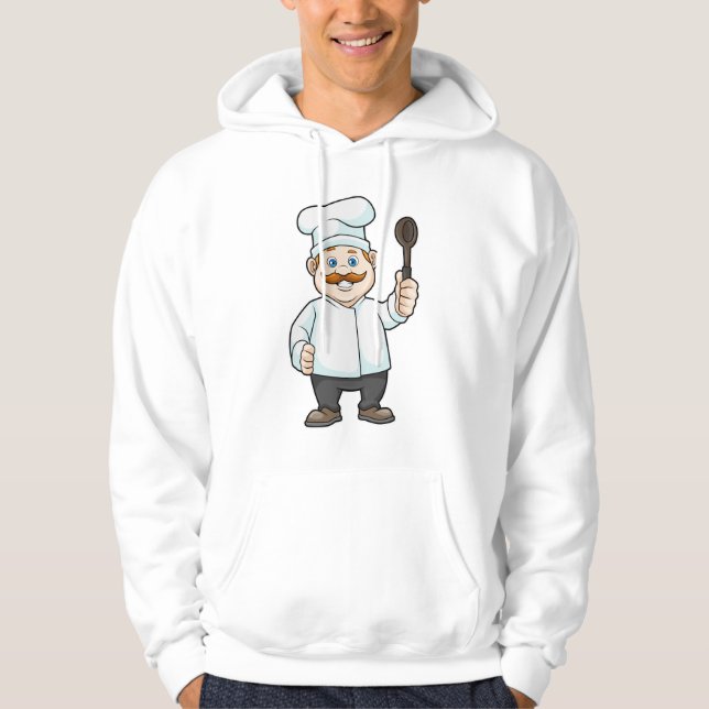 Chef med Chefs hatt och Soppa-sked Hoodie (Framsida)