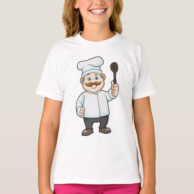 Chef med Chefs hatt och Soppa-sked T Shirt (Framsida)