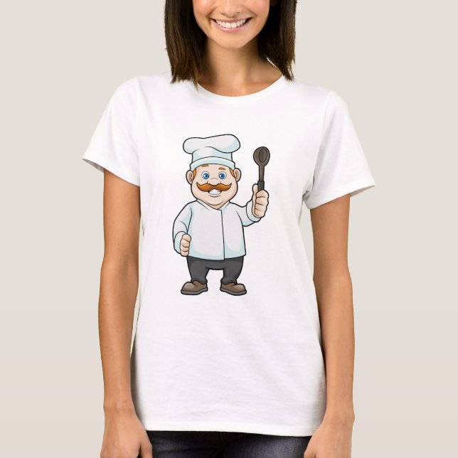 Chef med Chefs hatt och Soppa-sked T Shirt (Framsida)