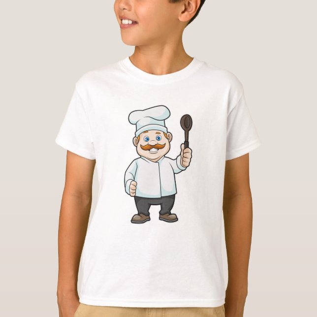 Chef med Chefs hatt och Soppa-sked T Shirt (Framsida)