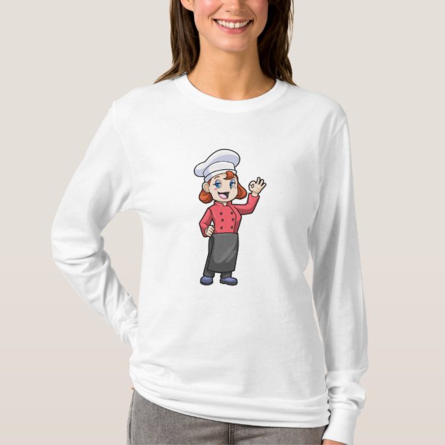 Chef med Cooking apron T Shirt (Framsida)