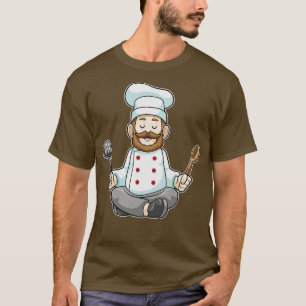 Chef med Cooking apron Wooden-sked vid Yoga T Shirt