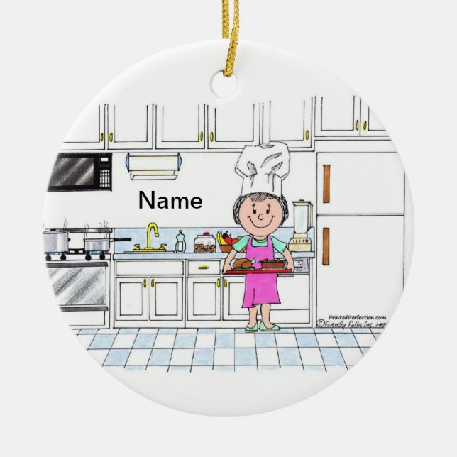 Chef, med Hat - Hondjur Julgransprydnad Keramik (Framsidan)