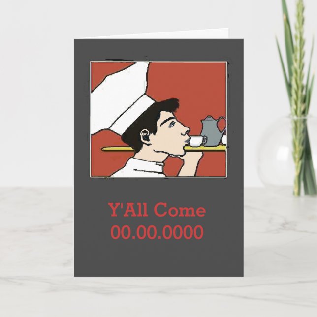 Chef med kaffe, lägg till text inbjudan (Framsida)