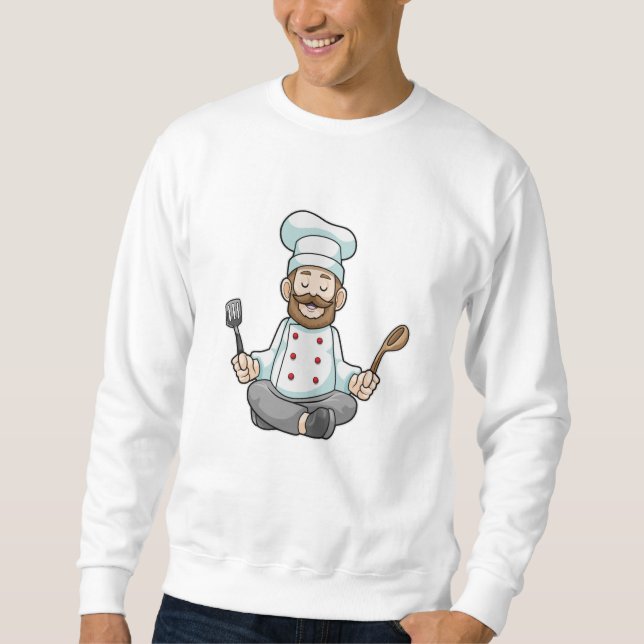 Chef med kokapron i Yoga Lång Ärmad Tröja (Framsida)