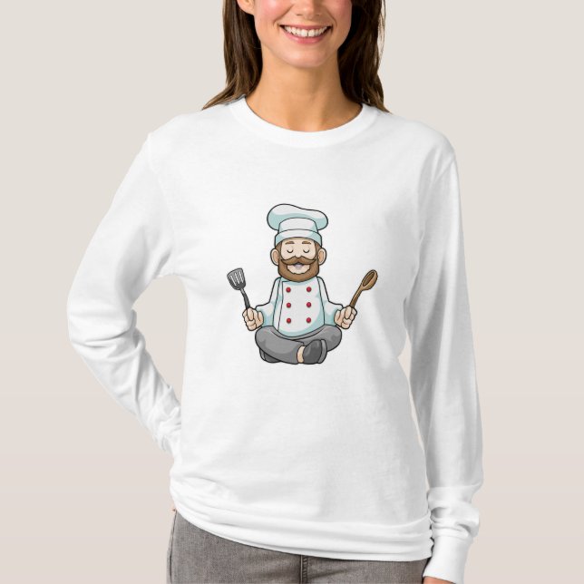 Chef med kokapron i Yoga T Shirt (Framsida)