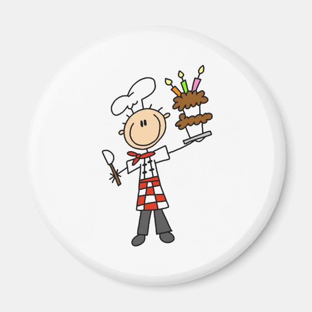 Chef med orthday Cake Magnets Magnet (Framsidan)