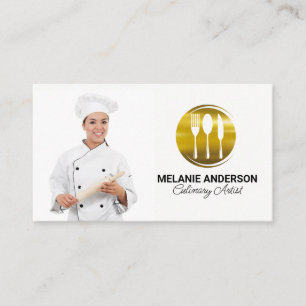 Chef med Rolling Pin Dinnerware-Logotyp Visitkort